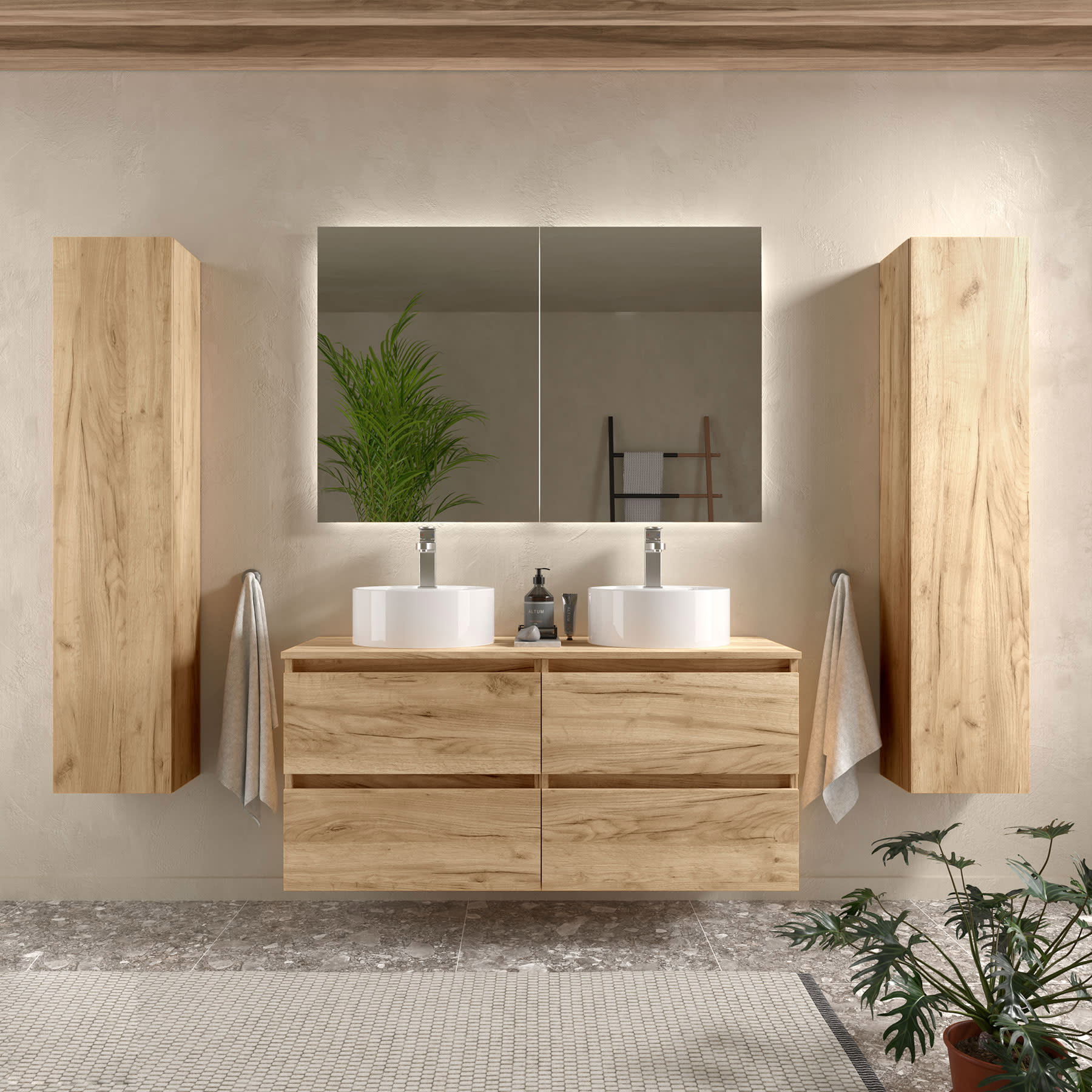 Lavabo con dos best sale grifos