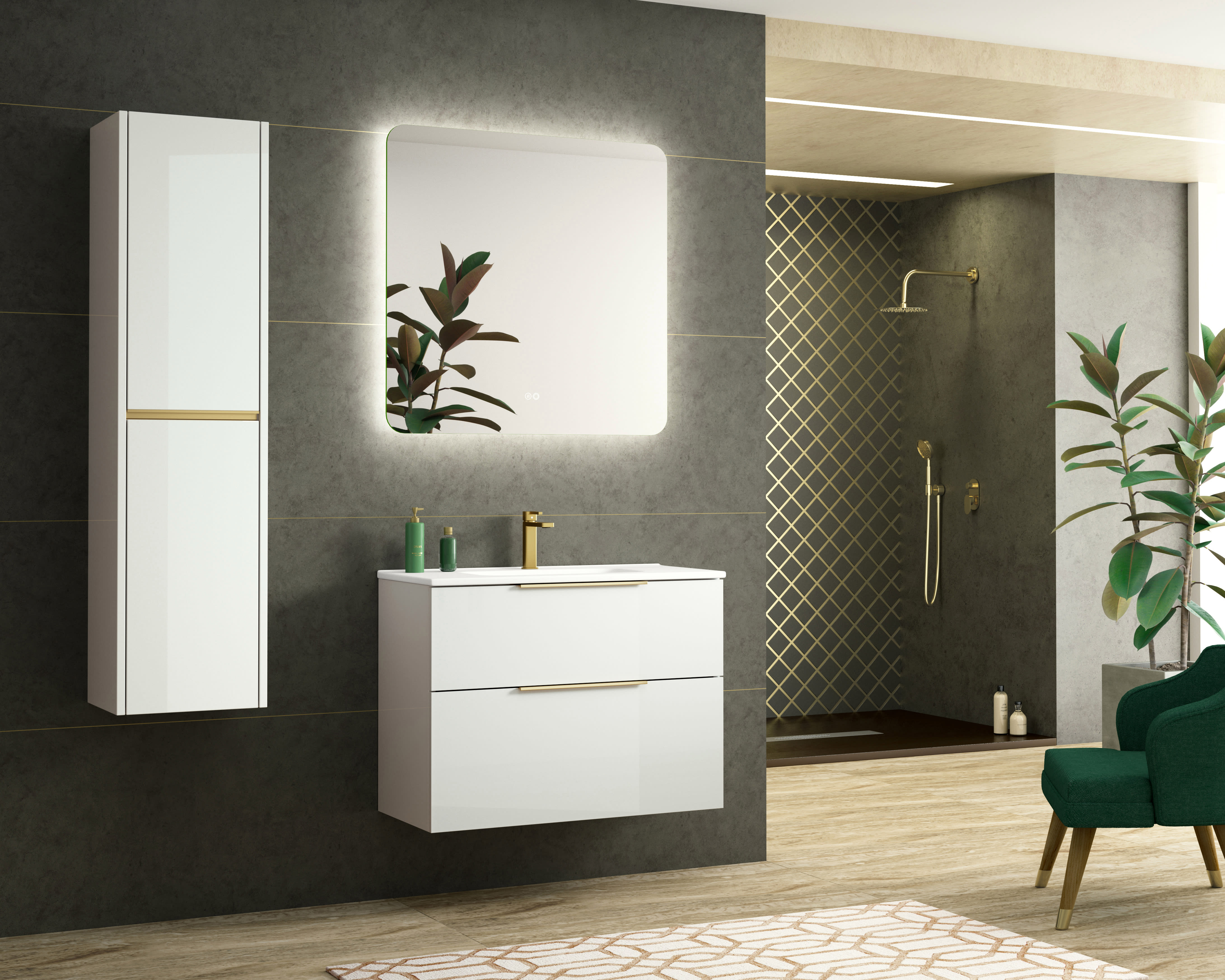 Mueble baño moderno con patas - doradas AVANT de Coycama