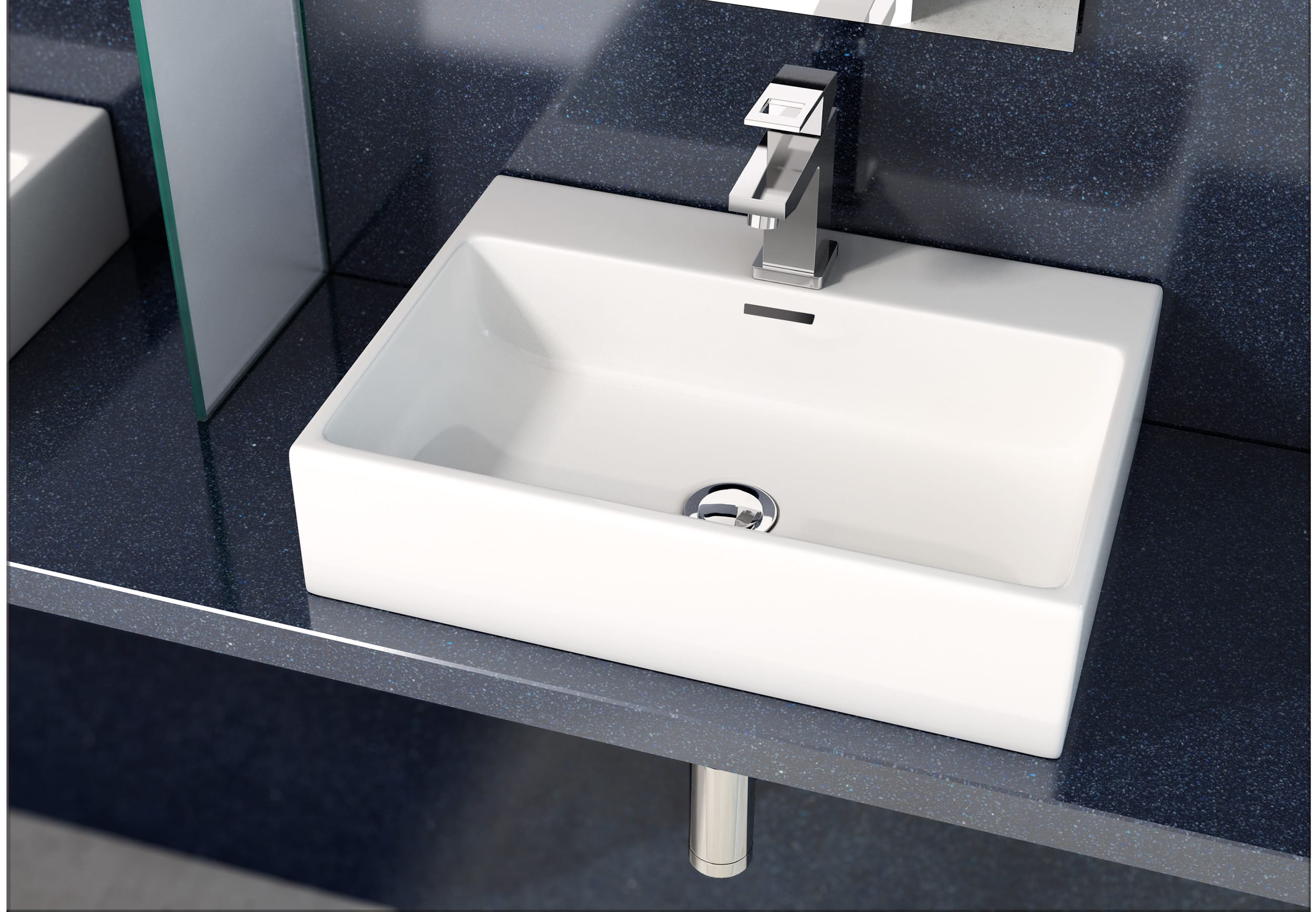 Lavabo Sobre Encimera ANITA MINI De Cerámica Blanca - Sin Orificio Para Grifo, Ideal Para Baños Pequeños