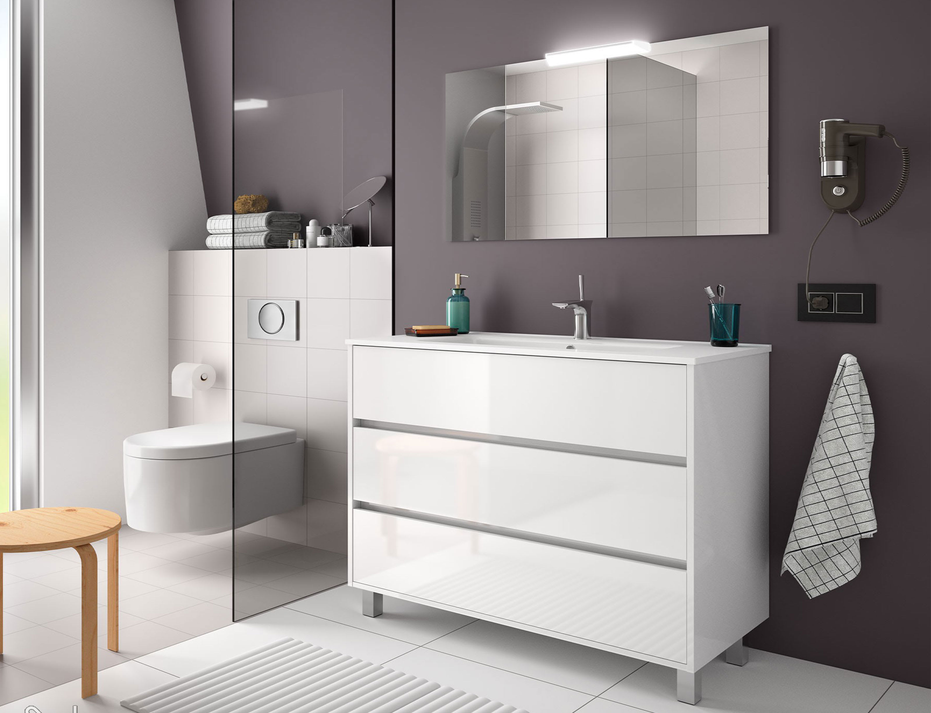 Mueble lavabo VIREO 80cm con lavabo blanco - color a elegir for only 649,00  € von Bernstein Badshop