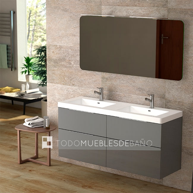 Mueble de baño doble suspendido en color gris