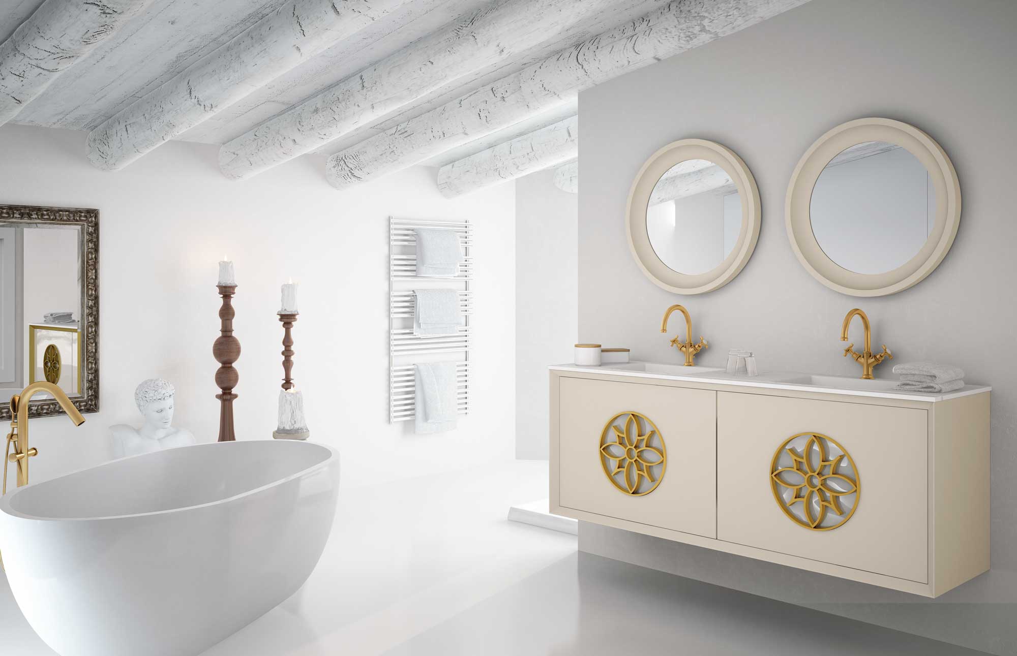 Mueble de baño vintage con doble lavabo Sue Lux