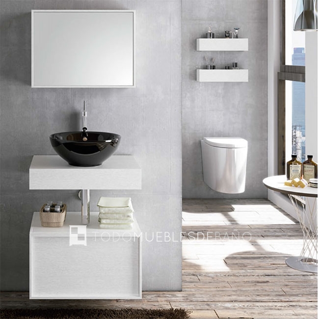 Conjunto de mueble + lavabo + espejo camerino - Mini - Roca